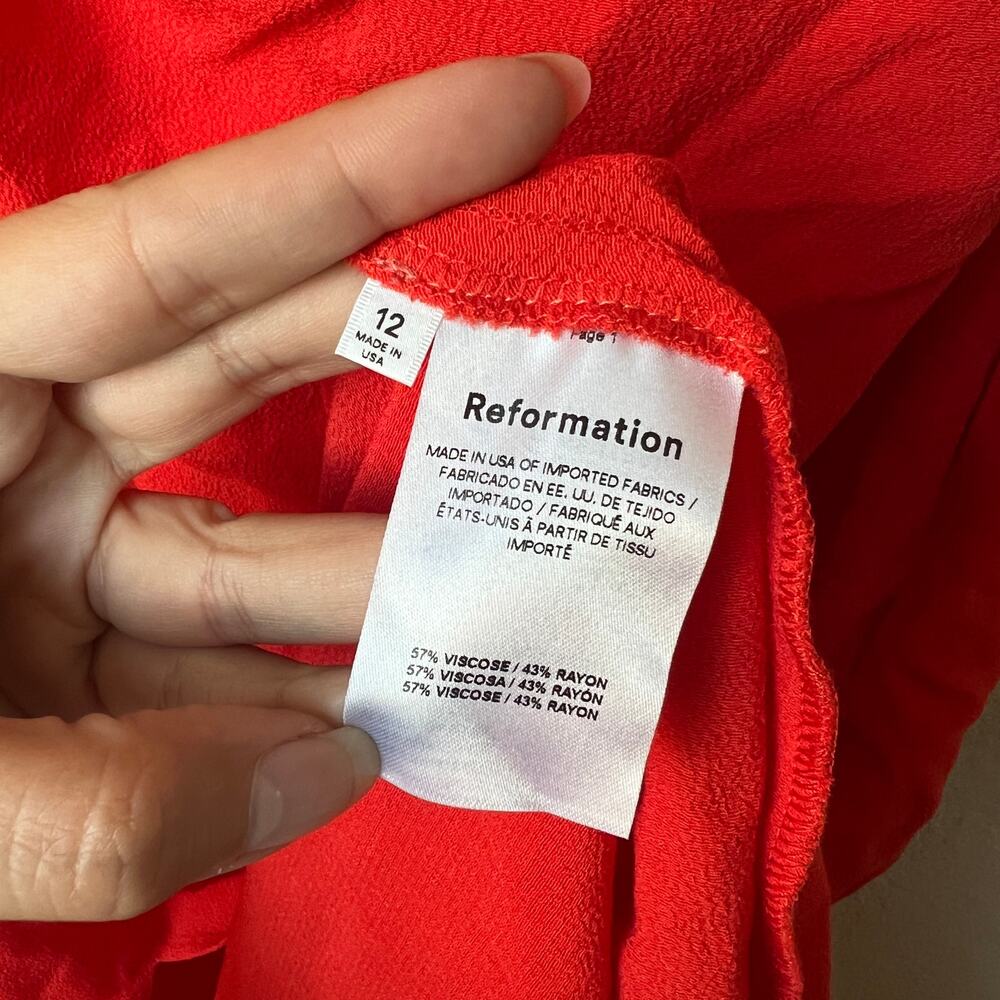 Reformation Amani Red One Shoulder Midi Dress NWT Size 12 - Picture 7 of 8